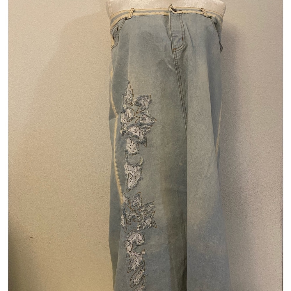 Denim strapless dress/or long skirt/ Designer MI X IT / Full Length Jeans Skirt